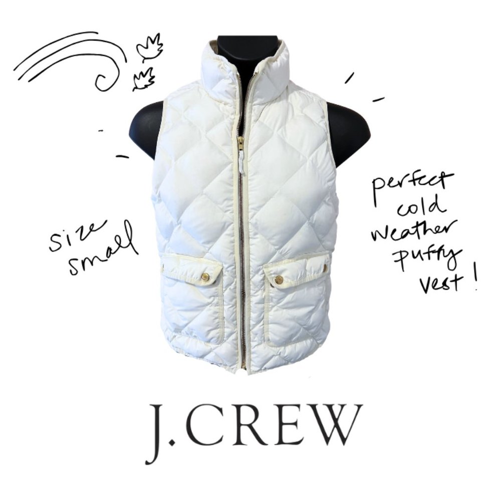 J. Crew Like New Puffy Vest in Off White, Size Small